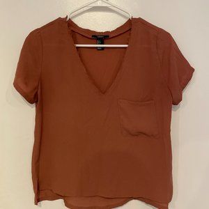 Forever 21 Chiffon Orange T-Shirt Blouse